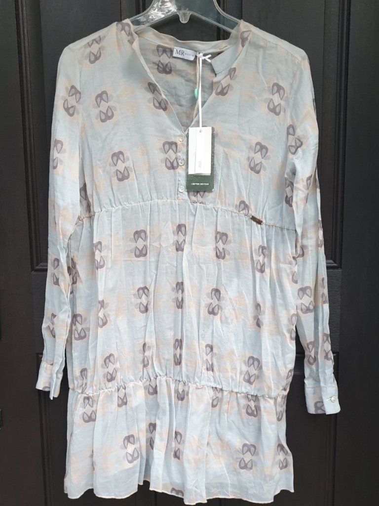 Nwt Baby Blue Pastel Shirt Top Italian Cotton Fashion Women Casual Wear Size S